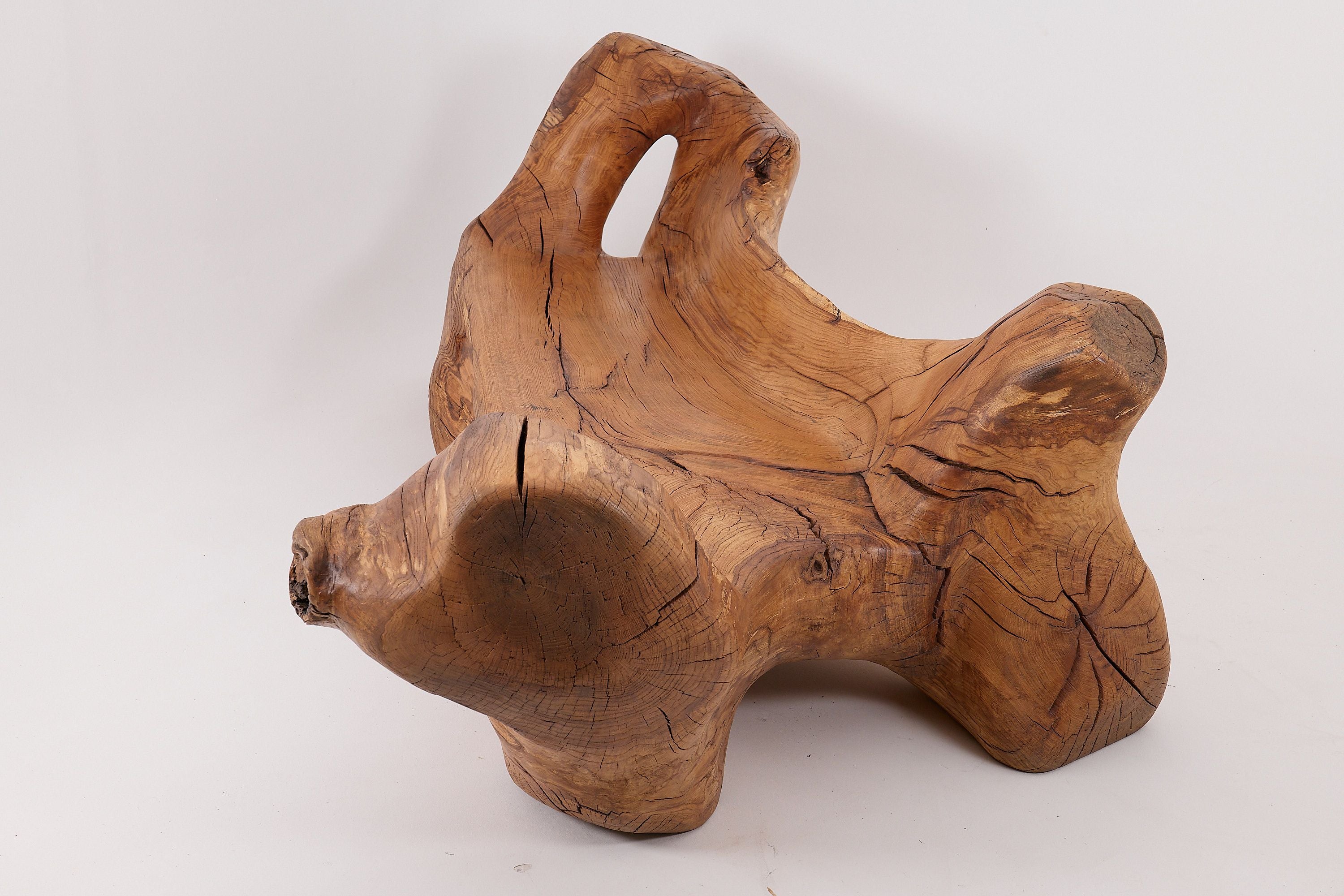 XXL Solid Carved Wood Bench With Raw Organic Form Indoor, & Outdoor, Logniture - image 6