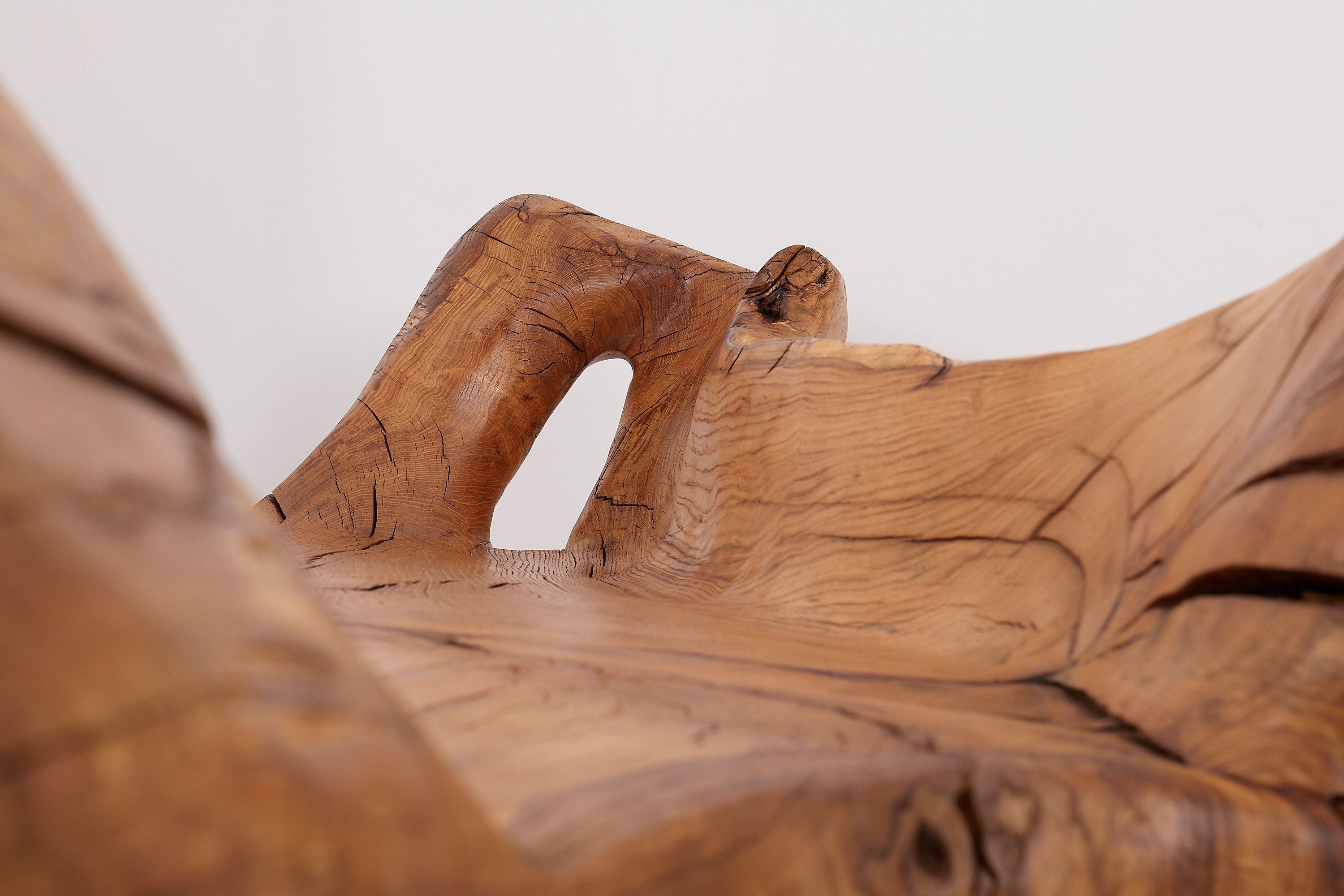 XXL Solid Carved Wood Bench With Raw Organic Form Indoor, & Outdoor, Logniture - image 9