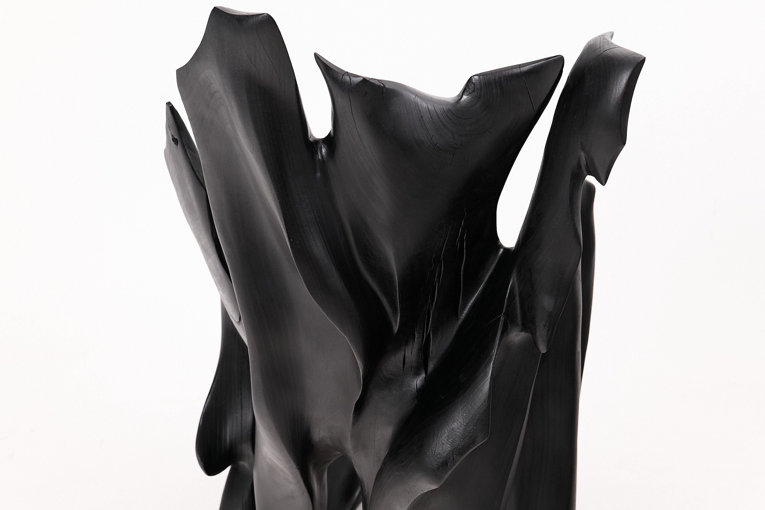 Sculptural Black Charred Wood Armchair in Organic Form by Logniture - image 14