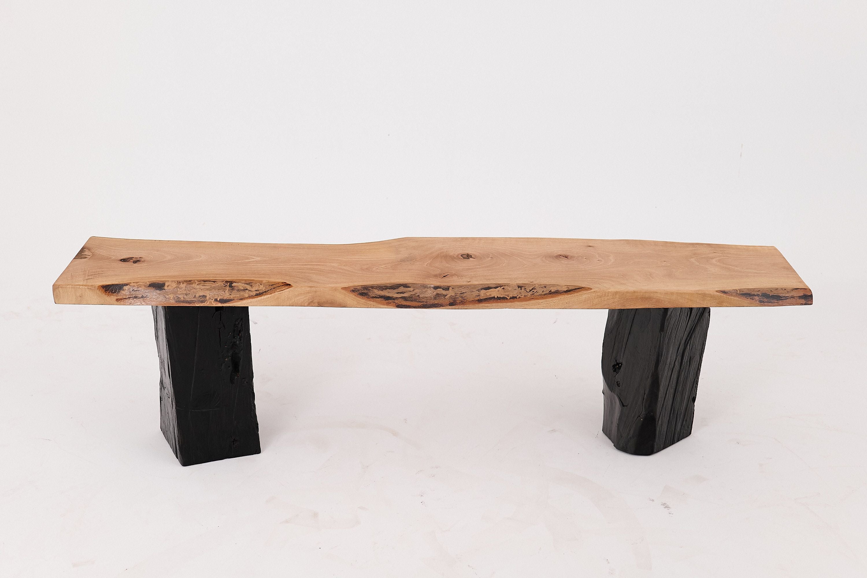 Live Edge Solid Wood Bench with Charred Legs, Organic Modern by Logniture - image 4