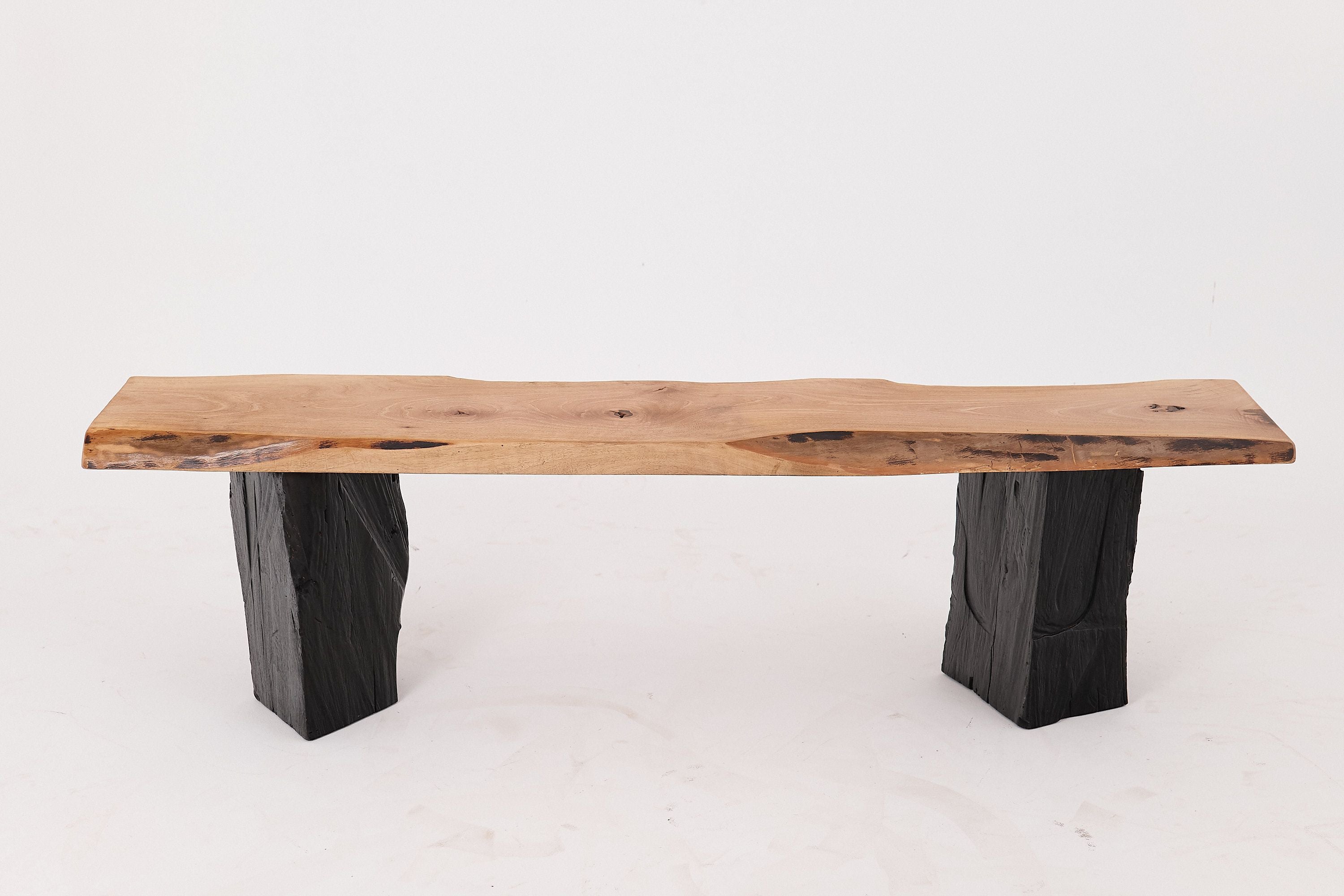Live Edge Solid Wood Bench with Charred Legs, Organic Modern by Logniture - image 13