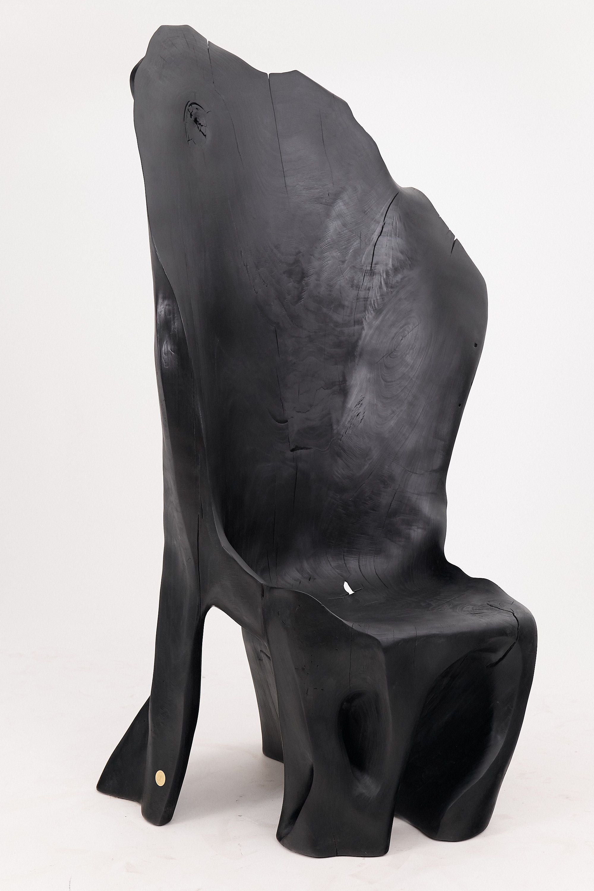 XXL Charred Black Wood Throne Chair in Organic Form by Logniture - image 18