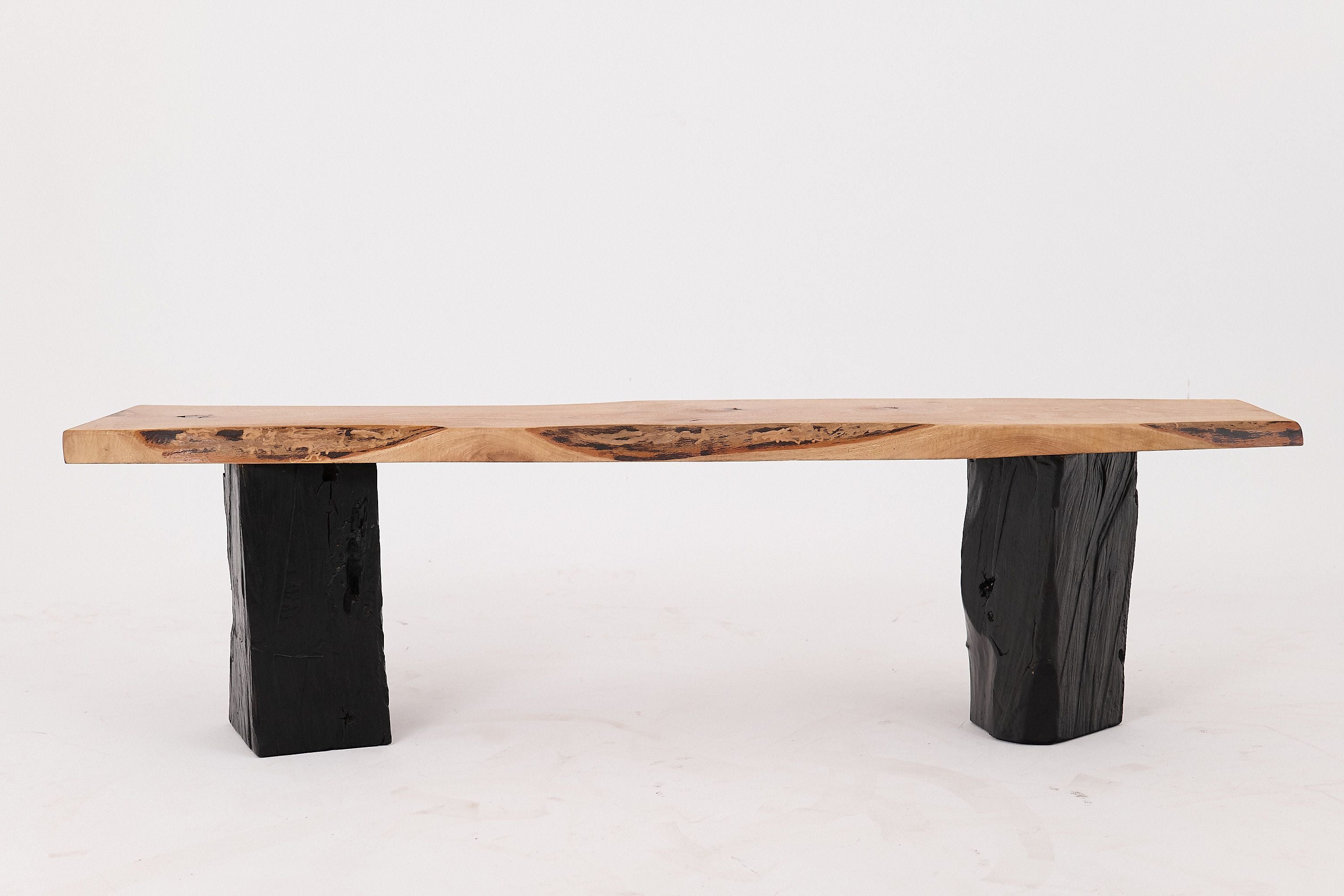 Live Edge Solid Wood Bench with Charred Legs, Organic Modern by Logniture - image 3