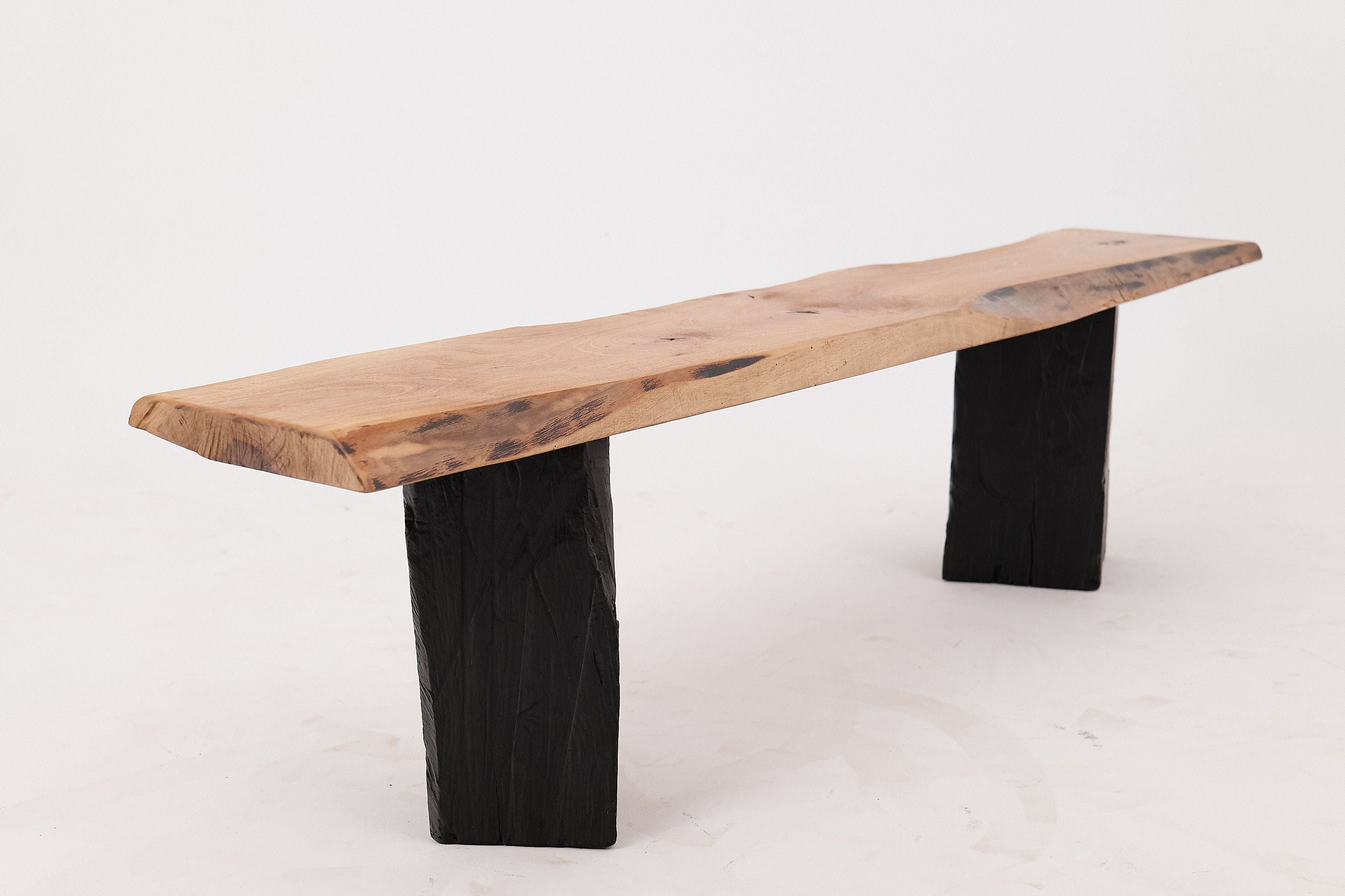 Live Edge Solid Wood Bench with Charred Legs, Organic Modern by Logniture - image 10