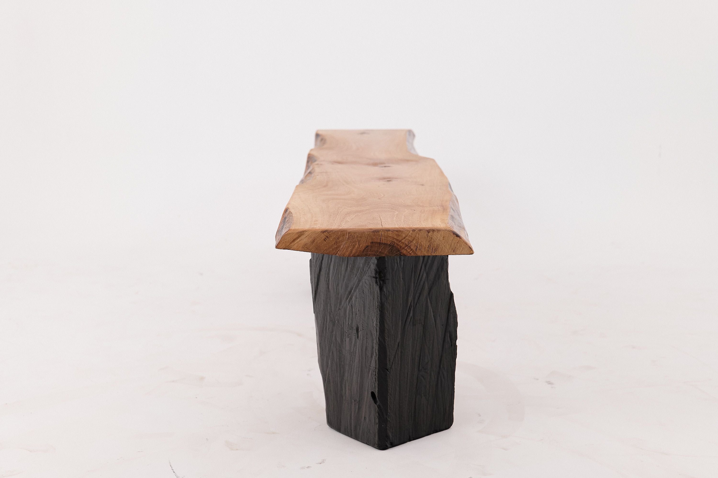 Live Edge Solid Wood Bench with Charred Legs, Organic Modern by Logniture - image 9