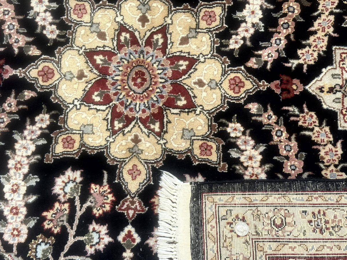 Sino Persian Rug 9x12, Black & Maroon, Wool and Silk, Allover Pattern - Jewel Rugs, view 10