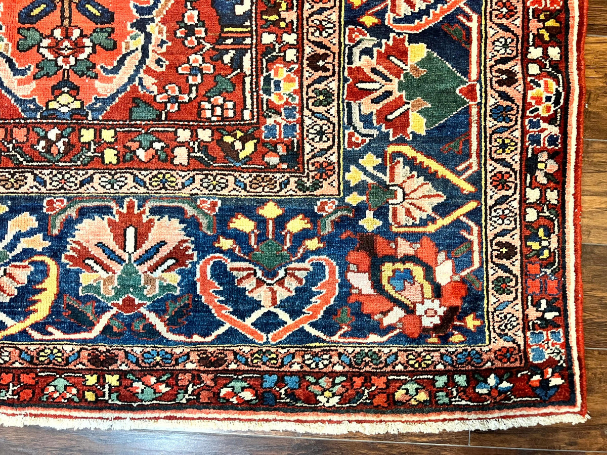 Large Persian Bakhtiari Rug 10x14, Rare Perisan Tribal Rug, Red Blue Ivory Multicolor, Hand Knotted, Semi Antique Carpet - Jewel Rugs, view 10