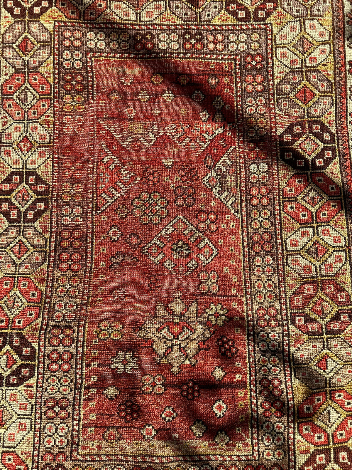 Antique Turkish Prayer Rug 4x6 | Red, Ivory & Brown | Hand-Knotted Wool - Rugistan, view 5