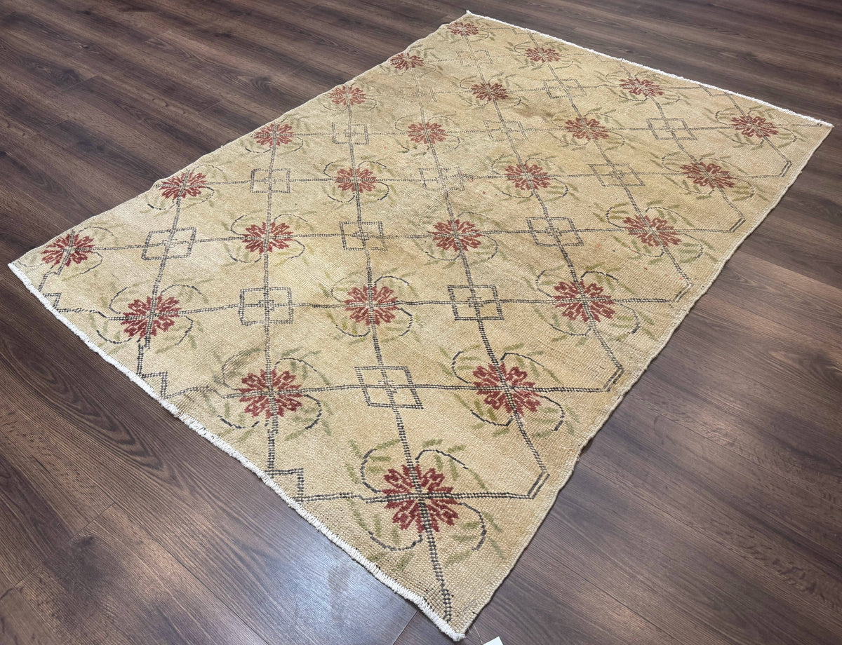Turkish Rug 5x6, Oushak Carpet, Beige - Jewel Rugs, view 3