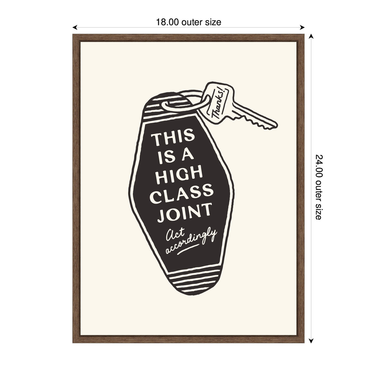 Retro Keychain This is a High Class Joint Black and White by Lucky Guava Framed Canvas Wall Art Print