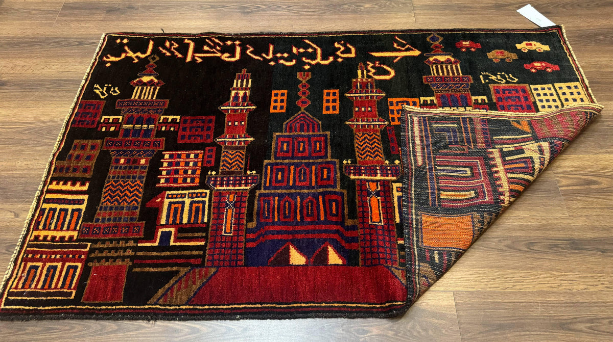 Balouch Rug 3x5, City Pictorial, Afghan Rug - Jewel Rugs, view 11