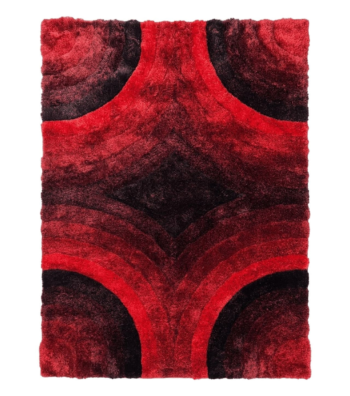 Red and Black Shag Rug 5x7, Pair A - Jewel Rugs