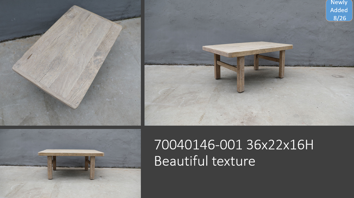 Vintage mini coffee table approx 3' long 12-24" wide Weathered natural(size & color vary)