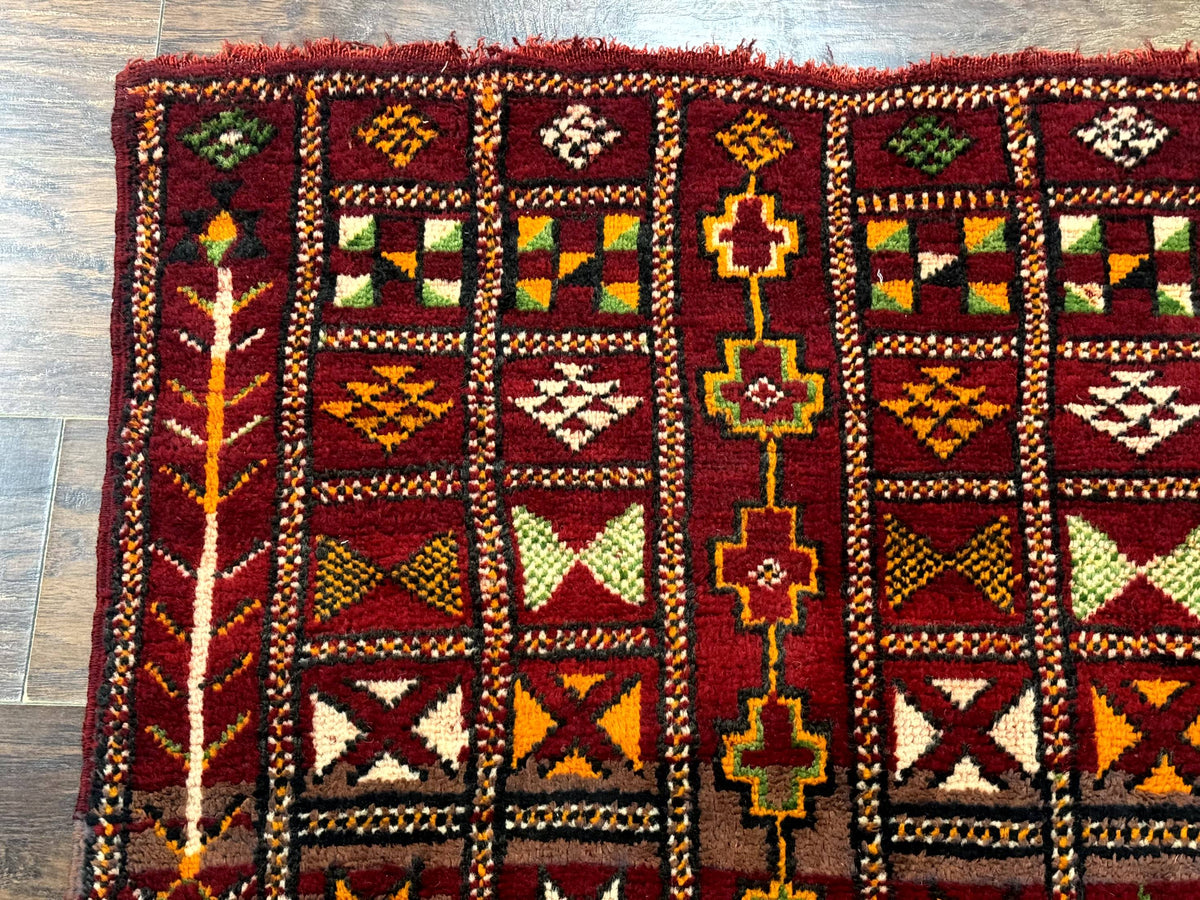 Moroccan Berber Tribal Rug 3x5, Geometric Area Rug, Red Orange Brown - Jewel Rugs, view 6