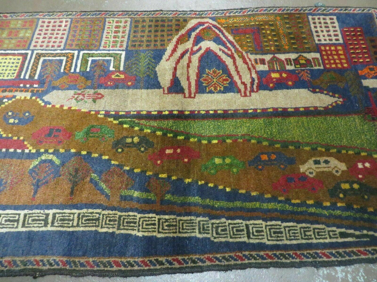 3' X 5' New Vintage Handmade Afghan Balouch Tribal Wool Pictorial Rug # 303 - Jewel Rugs, view 2