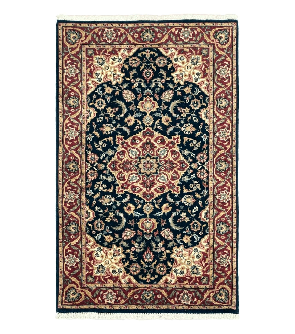 Pak Persian Sarouk Rug 3x5, Navy Blue and Red - Jewel Rugs