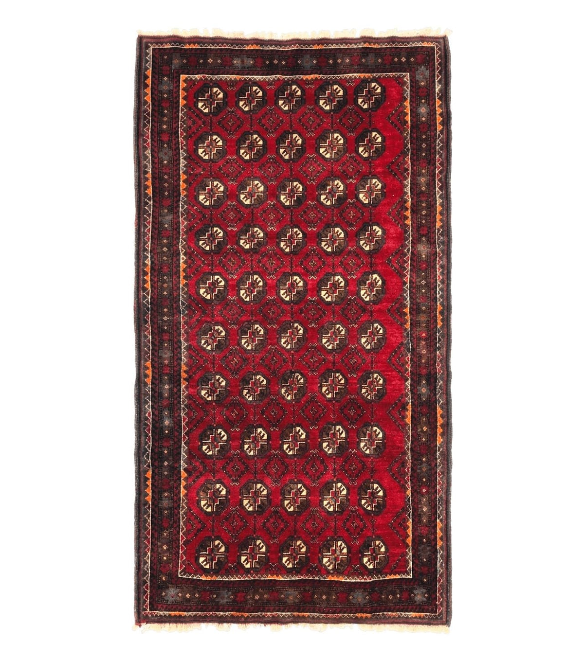 Persian Turkoman Tribal Rug 4x8, Handmade Vintage Wool Carpet, Red, Bohemian Rug - Jewel Rugs
