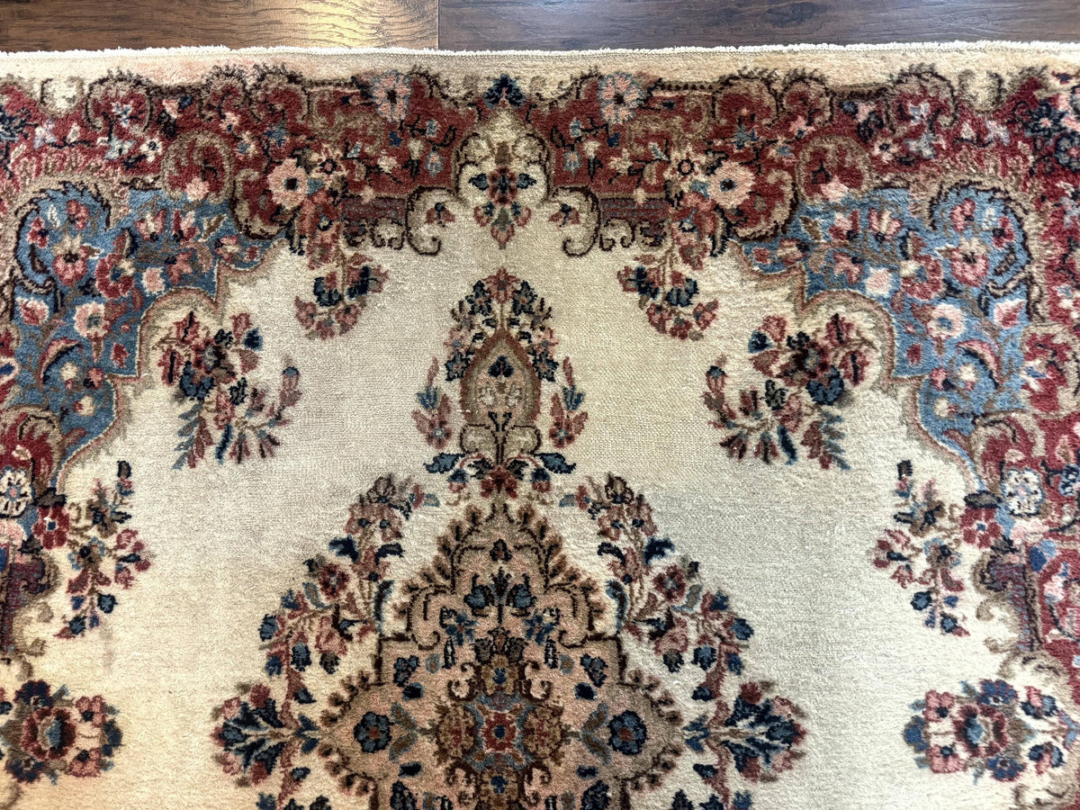 Square Persian Kerman Rug, Beige/Cream and Light Blue, Traditional Persian Rug, 5.5 x 5.5 ft - Jewel Rugs, view 6