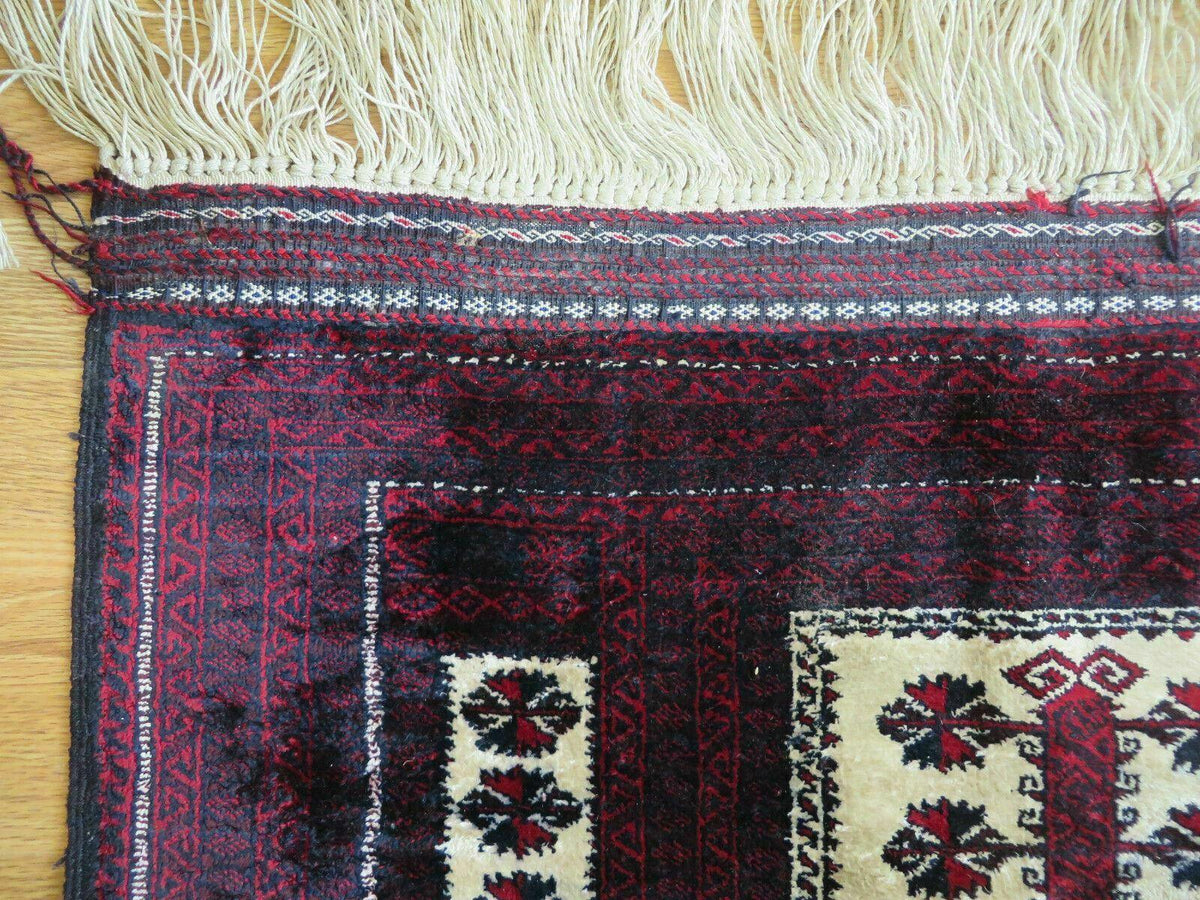 3' X 5' Handmade Fine Knotted Balouch Turkoman Prayer Silk Wool Rug - Jewel Rugs, view 6