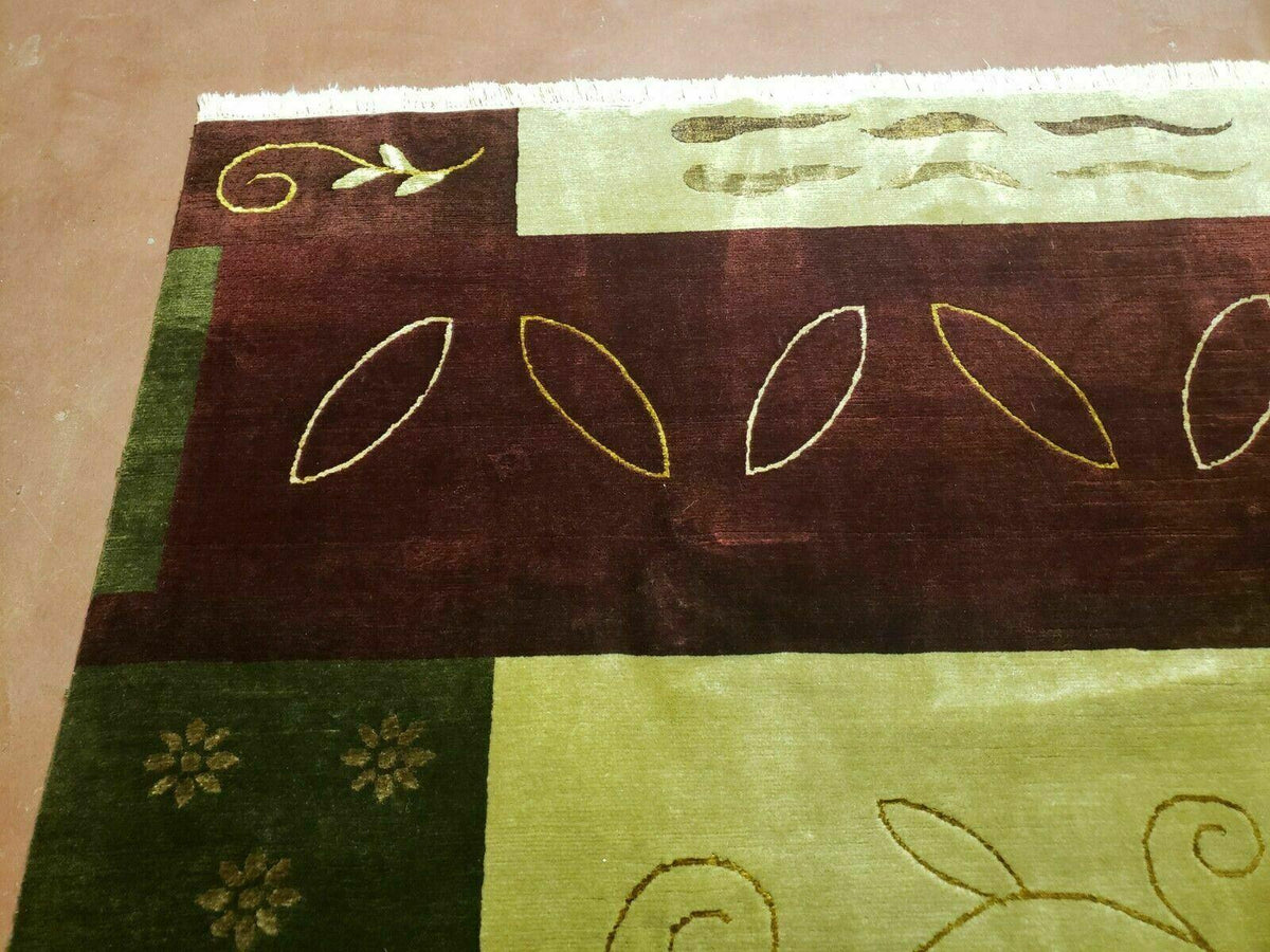 6' X 9' Modern Handmade Tibetan Nepal Wool & Silk Rug Decorative Abstract Gold - Jewel Rugs, view 6