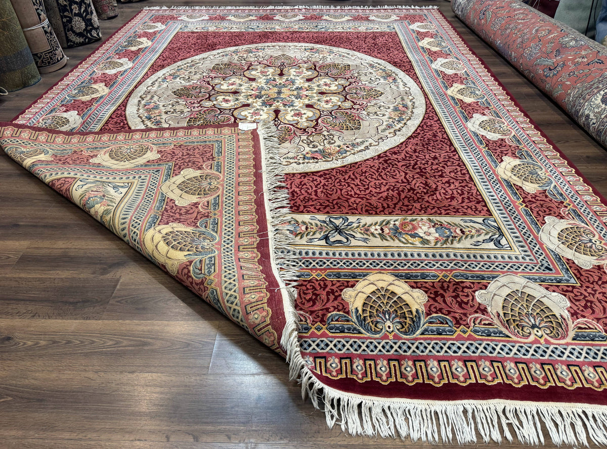 Wonderful Aubusson Rug 10x14, Red Maroon, Elegant, Fine 200 KPSI - Jewel Rugs, view 11