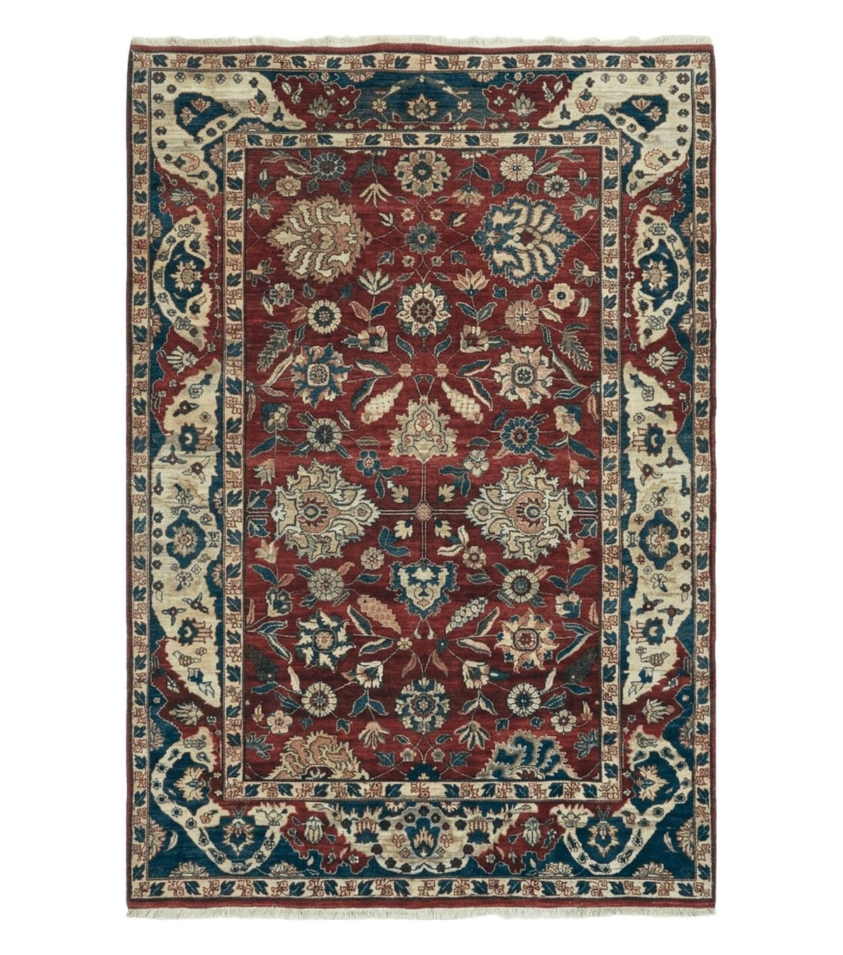 6' X 9' Vintage Handmade India Floral Oriental Wool Rug Vegetable Dyes Red Nice - Jewel Rugs