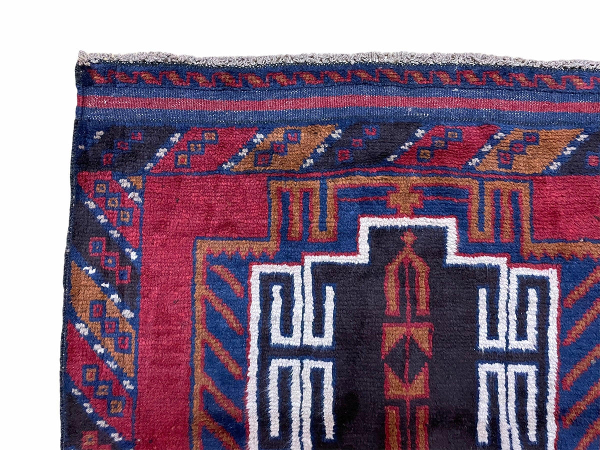 3 X 5 Vintage Handmade Tribal Wool Rug Balouchi Rug Afghan Rug Red Beige Nice - Jewel Rugs, view 7