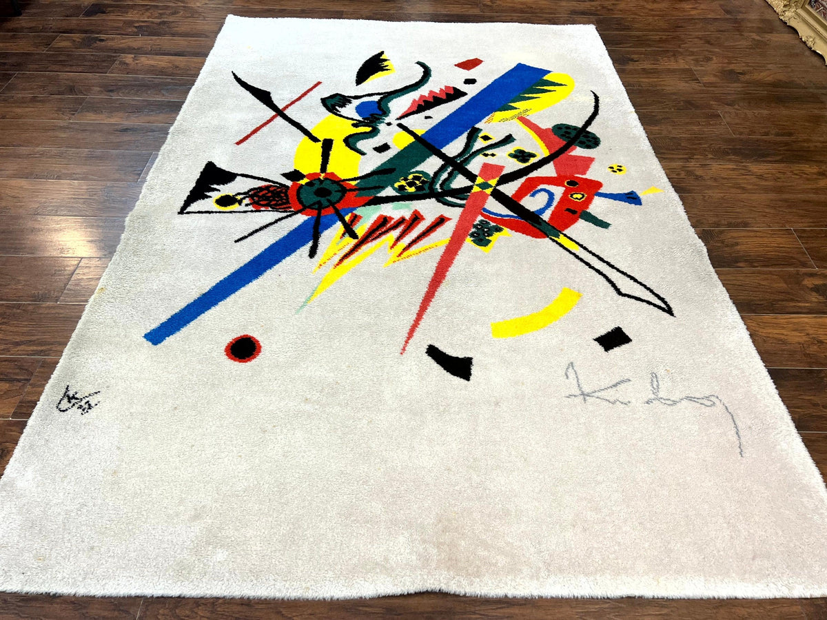 Danish Rya Shag Rug 6x9, EGE Axminster Carpet, Ivory, Modern Abstract Rug, Signed by Designer - Jewel Rugs, view 2