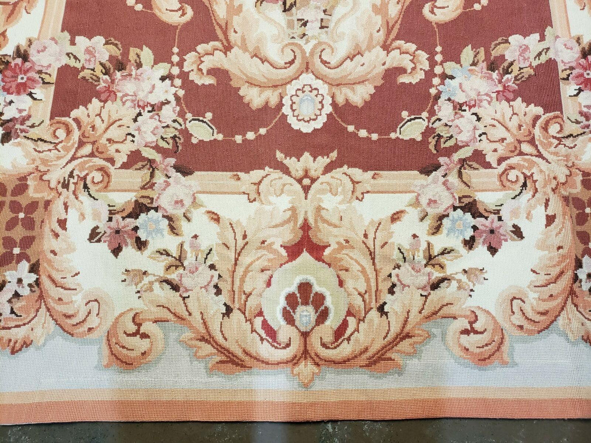 6' X 9' Vintage Handmade Chinese Needlepoint Wool Rug Flat Weave - Jewel Rugs, view 6