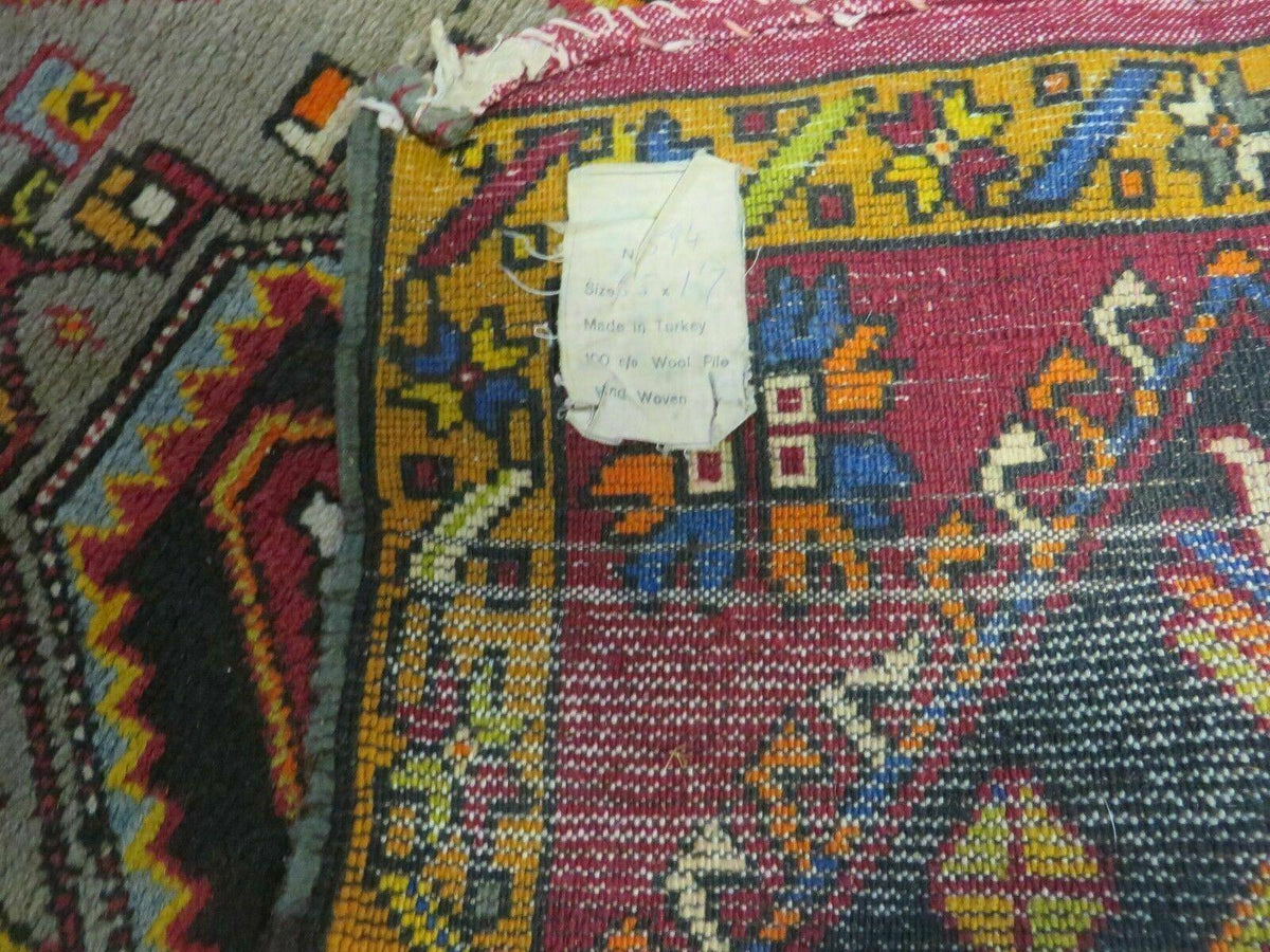 19" X 42" Antique Handmade Turkish Colorful Oushak Oshak Yastik Wool Rug Mat - Jewel Rugs, view 11