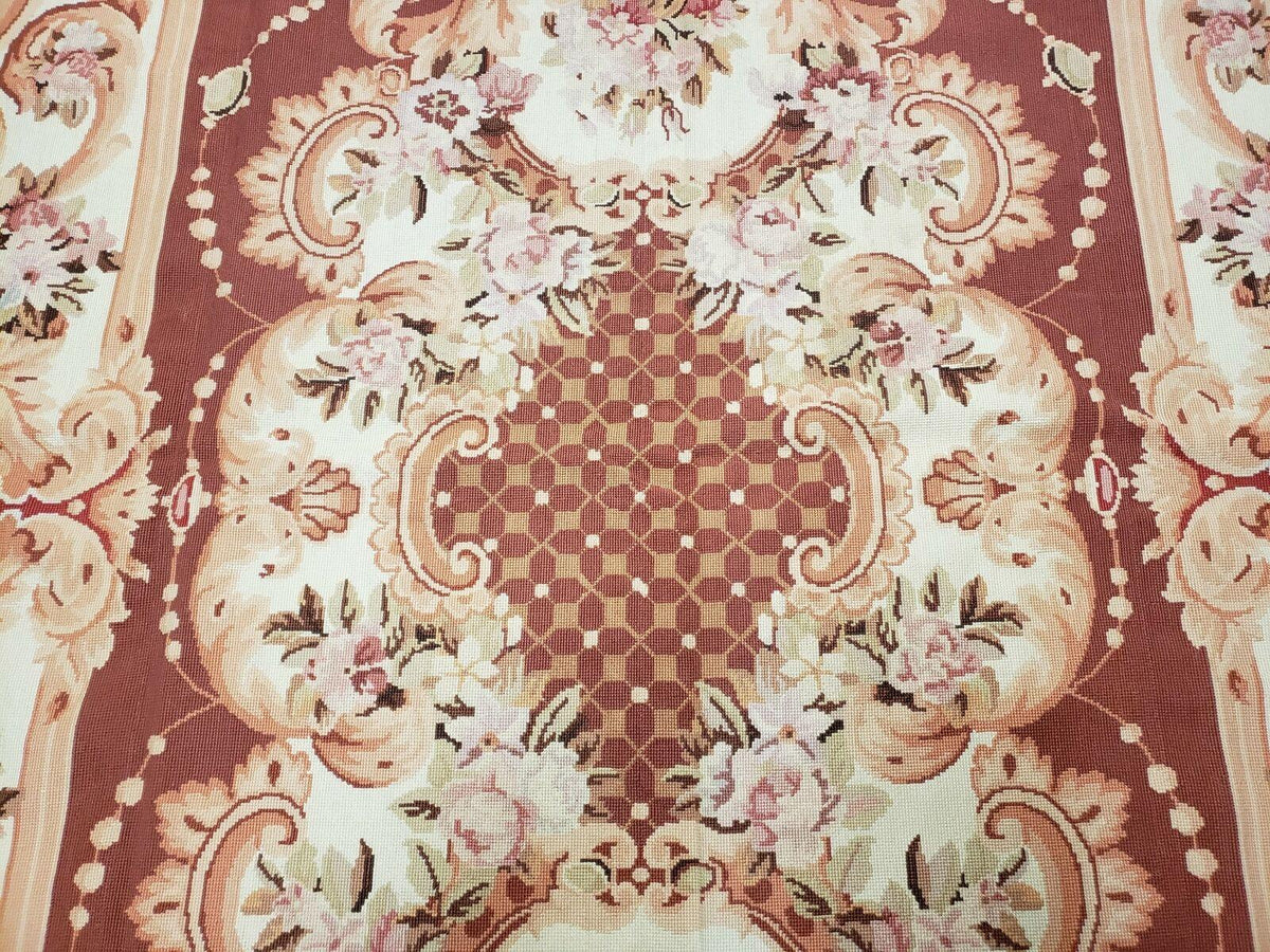 6' X 9' Vintage Handmade Chinese Needlepoint Wool Rug Flat Weave - Jewel Rugs, view 5