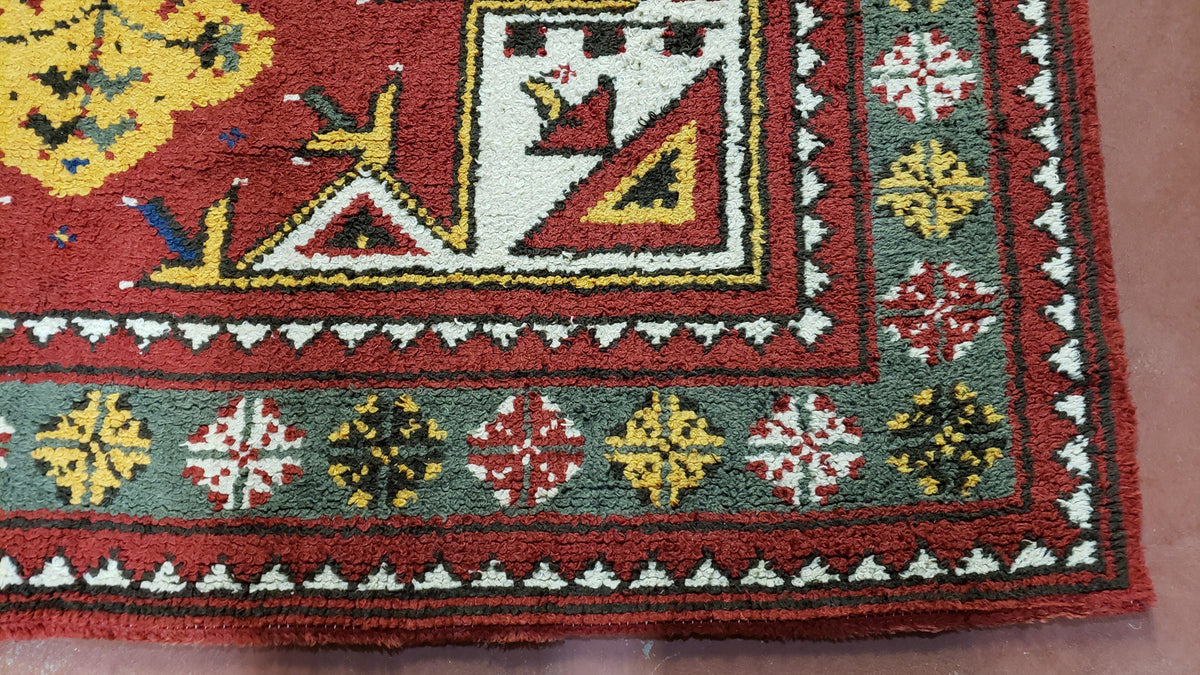 Colorful Moroccan Heriz Rug 6x9, Large Central Medallion, Red Yellow Blue - Jewel Rugs, view 8