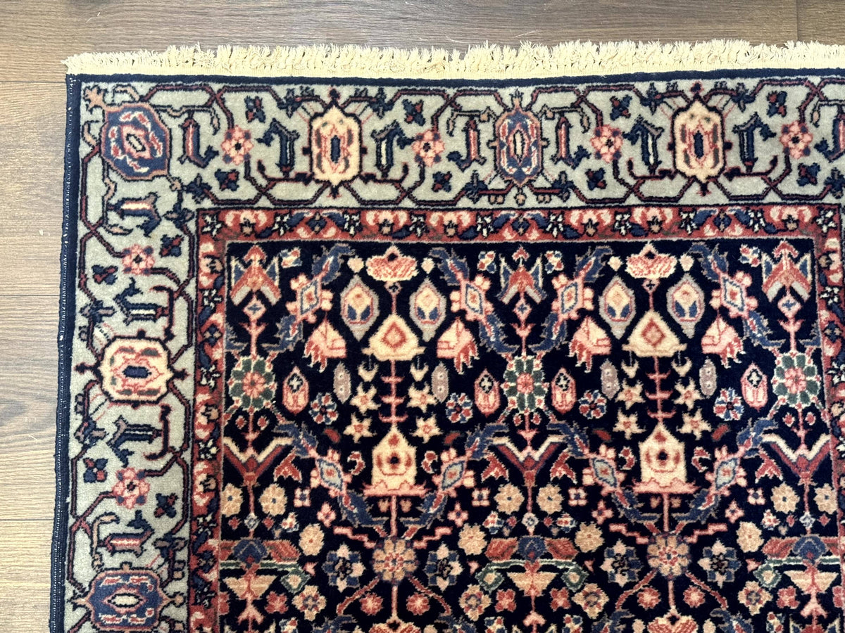 Indo Persian Runner Rug 2.8 x 12, Navy Blue, Floral, Fine 270 KPSI - Jewel Rugs, view 7