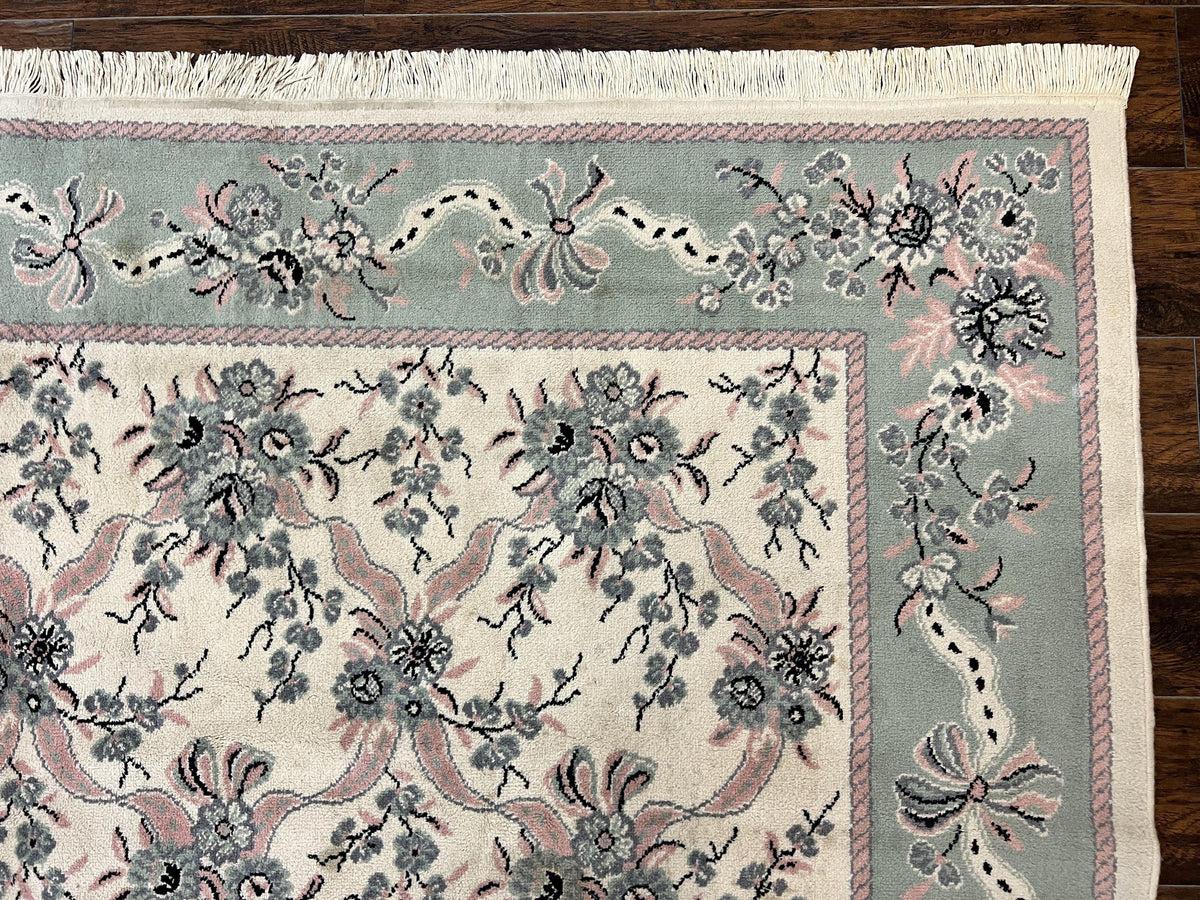 Belgium Power Loomed Rug 8x11, Ivory and Green, Wool Carpet, Floral - Jewel Rugs, view 7