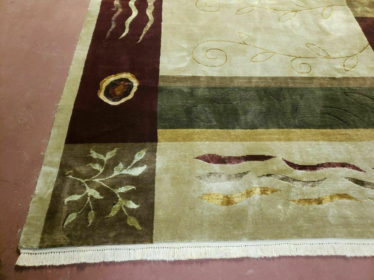 6' X 9' Modern Handmade Tibetan Nepal Wool & Silk Rug Decorative Abstract Gold - Jewel Rugs, view 8