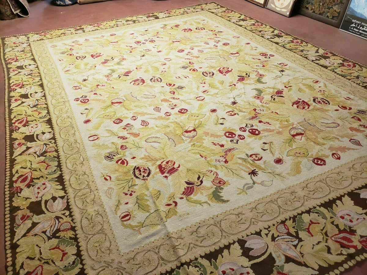 9' X 11' Handmade Chinese Needlepoint Wool Floral Rug Carpet Rose Garden Chic - Jewel Rugs, view 3