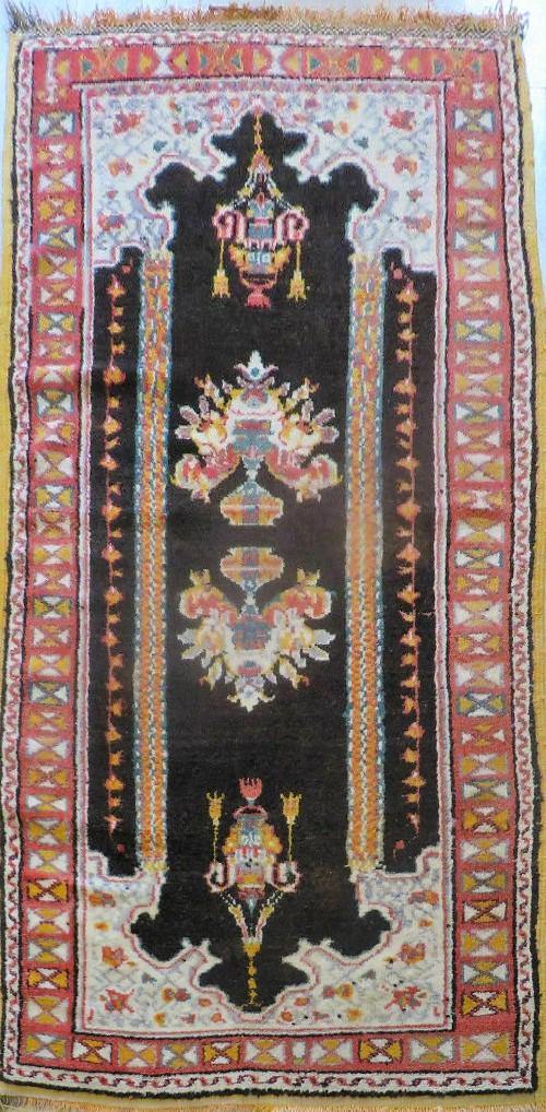 Antique Moroccan Runner Rug 3x7, Moroccan Prayer Rug, Double Mehrab Prayer Arches, Black and Red, Hand-Knotted Wool Carpet, Hallway Rug Nice - Jewel Rugs, view 3