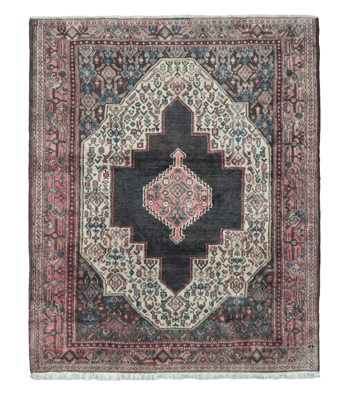 4' X 5' Antique Handmade India Floral Oriental Wool Rug Brown Vegetable Dyes - Jewel Rugs