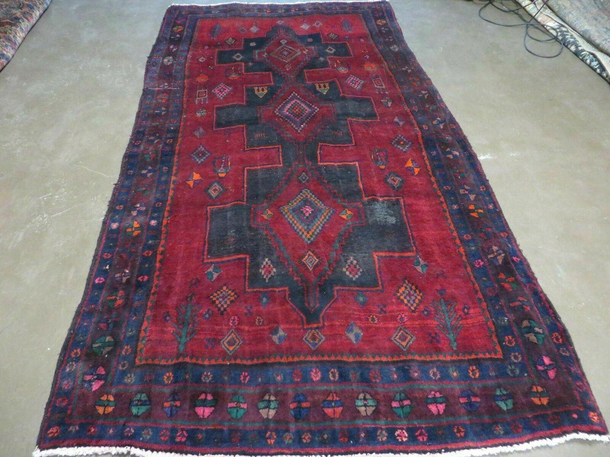 4' X 8' Antique Handmade India Geometric Oriental Wool Rug Veg Dyes Nice - Jewel Rugs, view 10