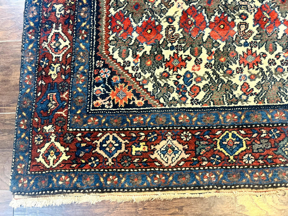 Persian Tribal Rug 3x5, Antique Persian Carpet, Floral Roses, Handmade, Persian Zanjan Rug - Jewel Rugs, view 8