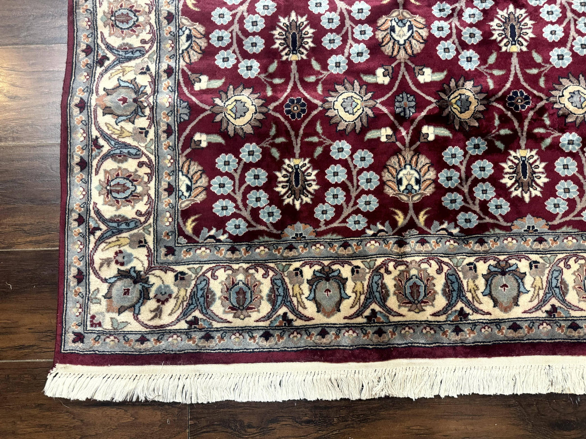 Pak Persian Rug 4x6, Floral Allover, Vintage Wool Carpet, Plum and Ivory - Jewel Rugs, view 9