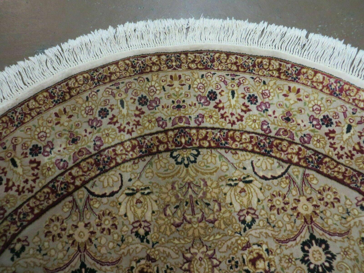 6' Handmade Fine Indian Wool Rug Carpet Round Silk Accent Beauty - Jewel Rugs, view 7