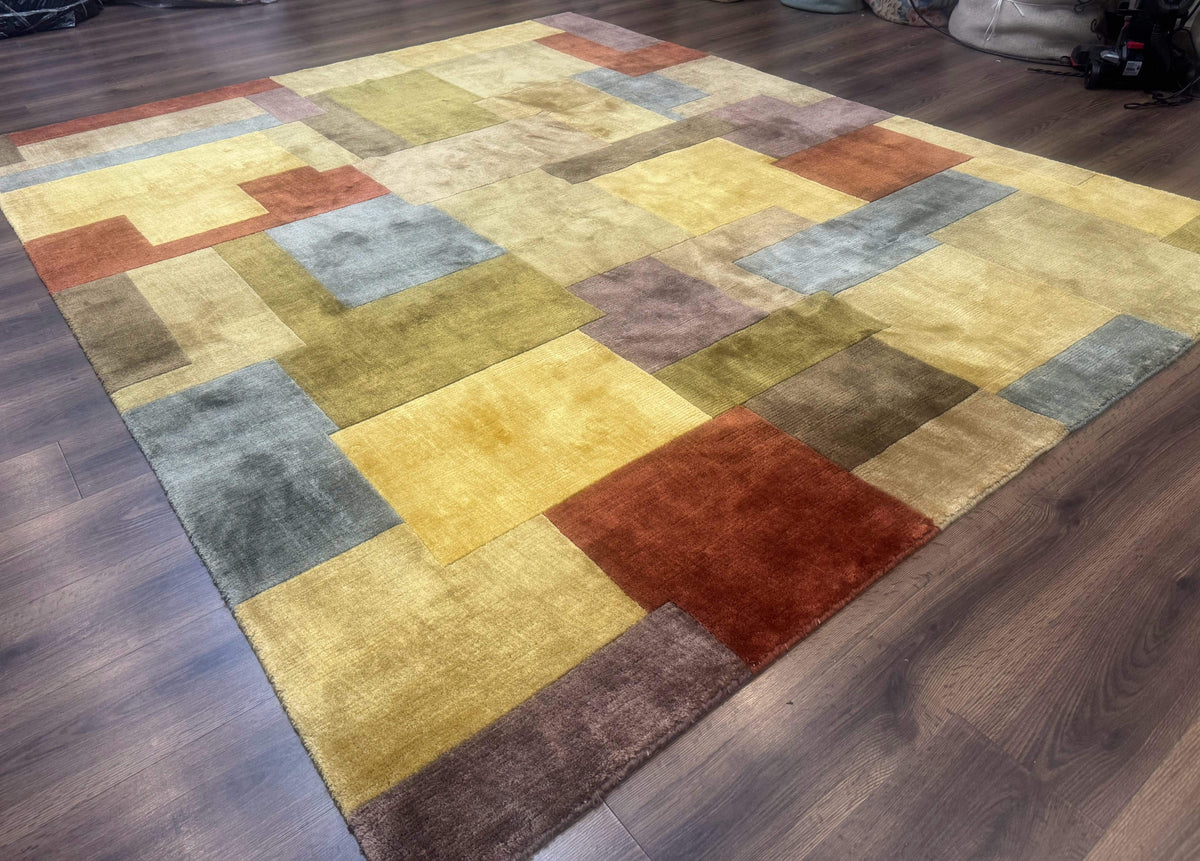 Modern Tibetan Wool Rug 8x10, Multicolor, Thick Pile, Contemporary, Nepali, Handmade - Jewel Rugs, view 13