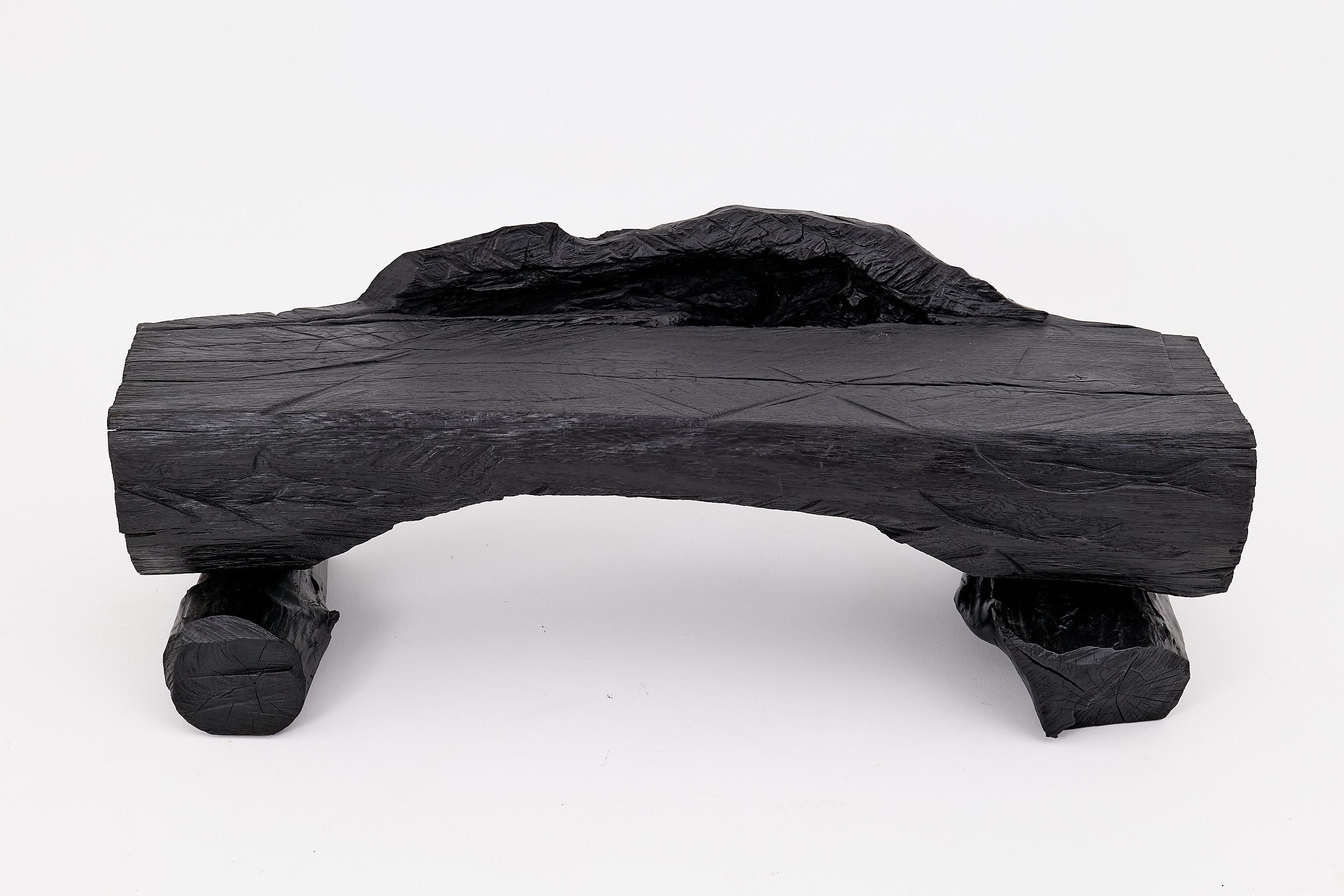 Charred Solid Wood Bench by Logniture