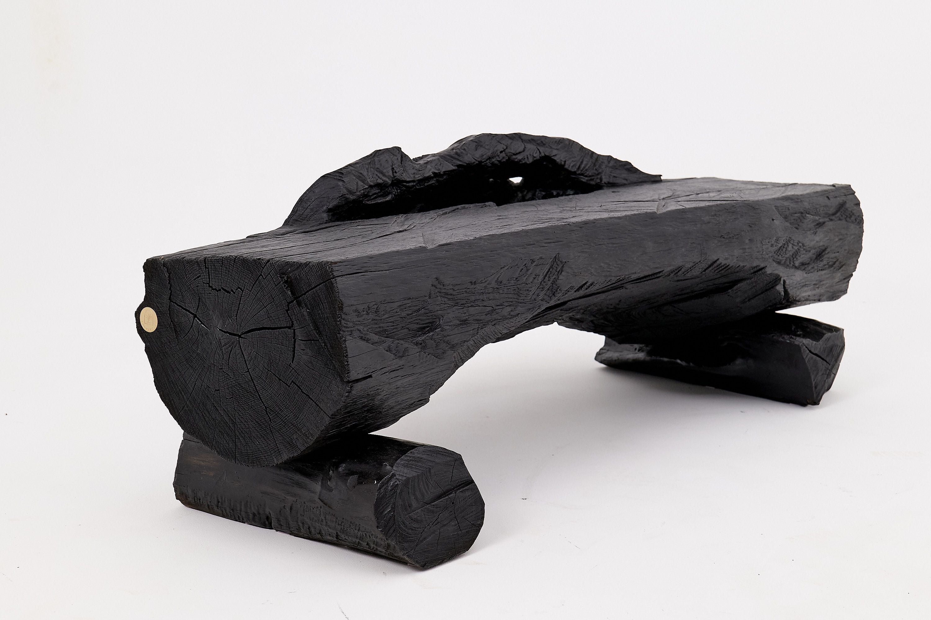 Charred Solid Wood Bench by Logniture