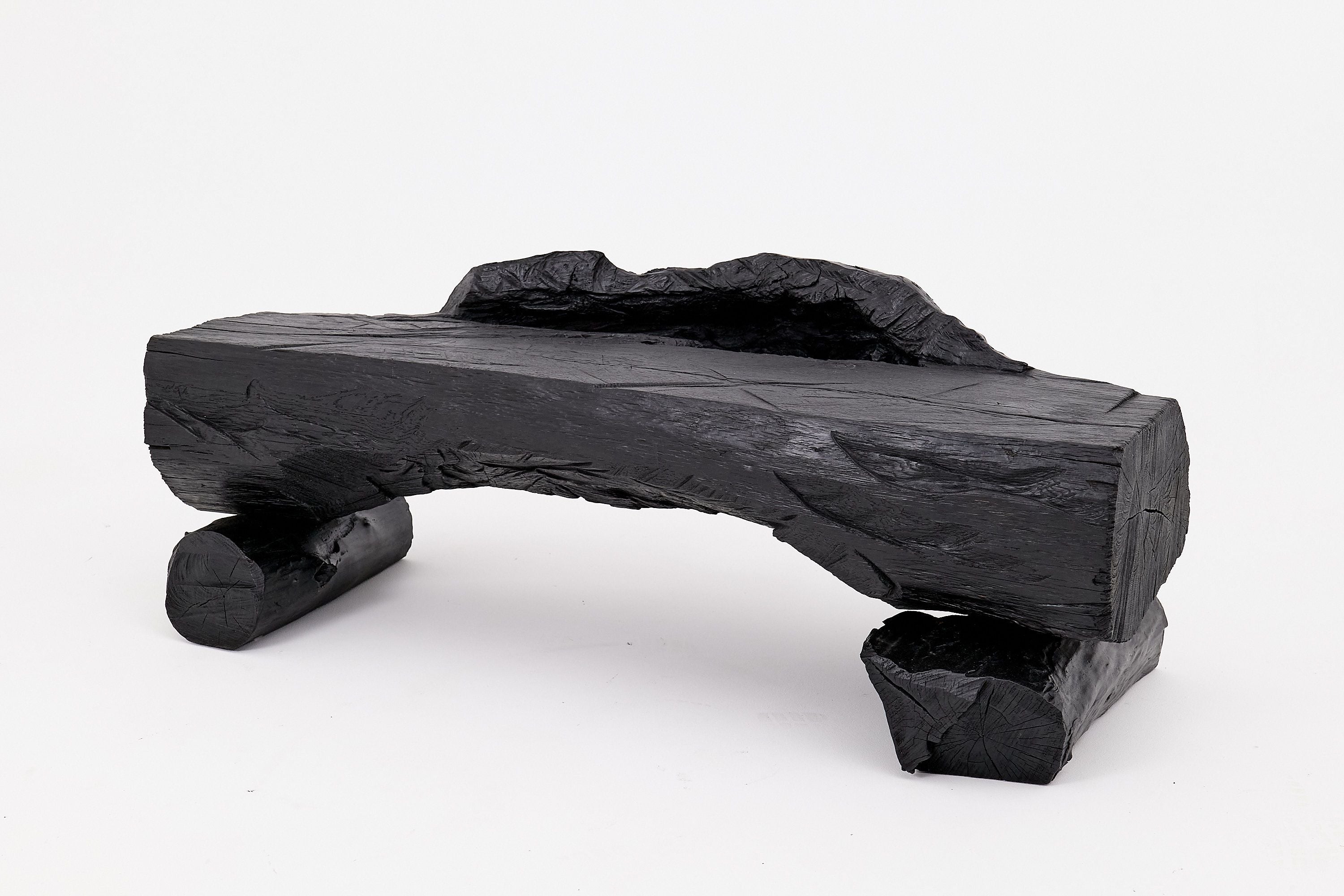 Charred Solid Wood Bench by Logniture