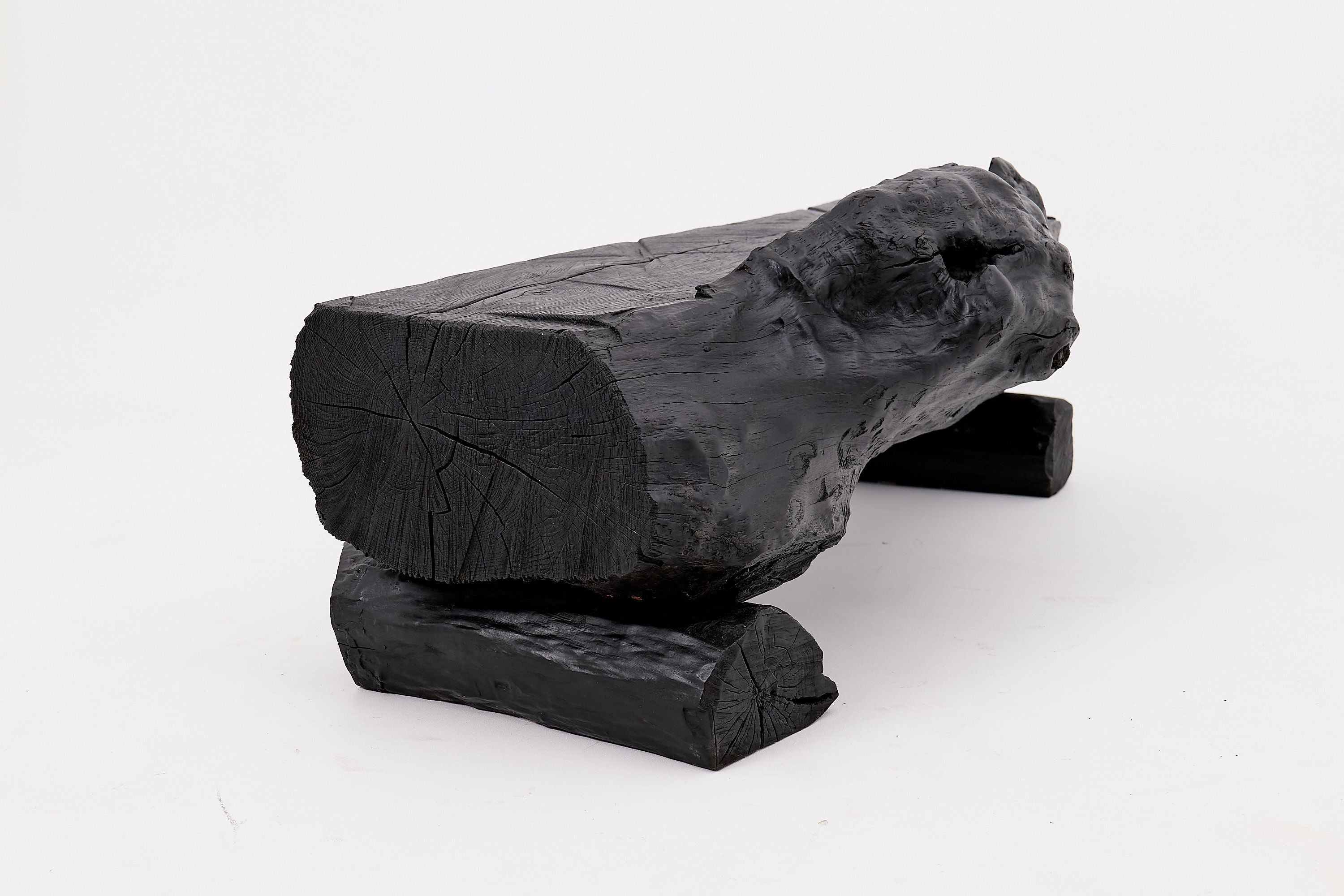 Charred Solid Wood Bench by Logniture