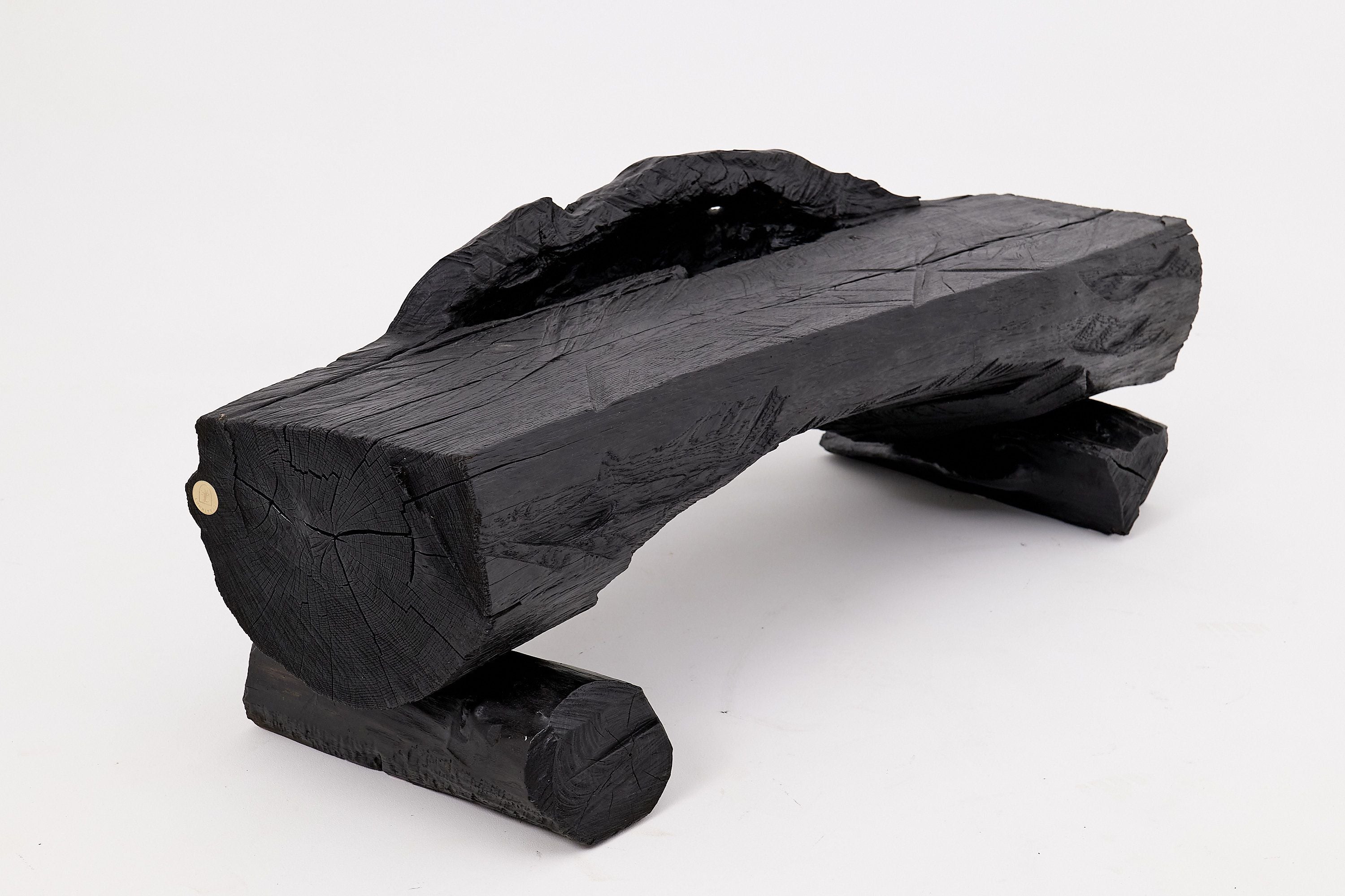 Charred Solid Wood Bench by Logniture