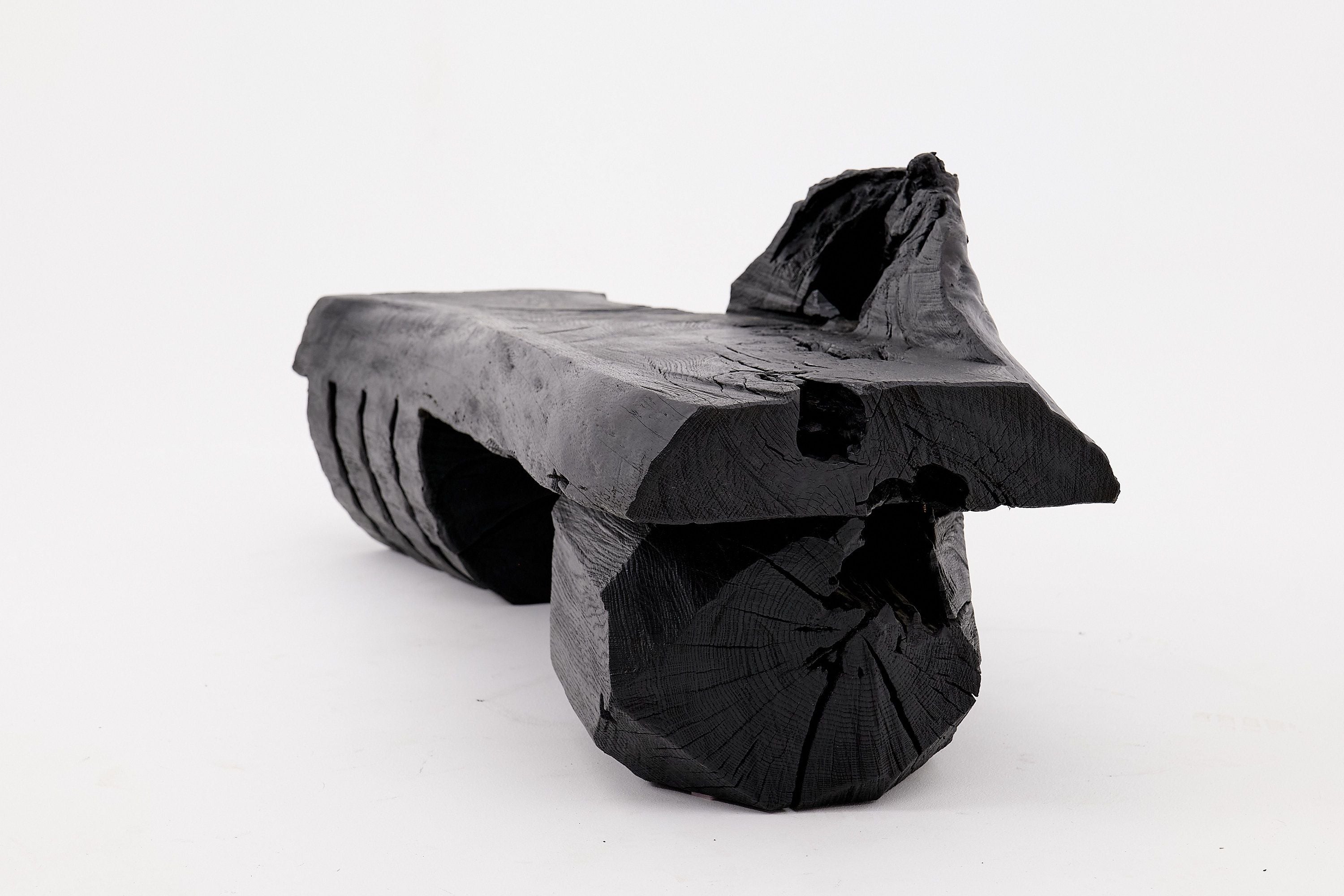 Charred Solid Wood Bench by Logniture