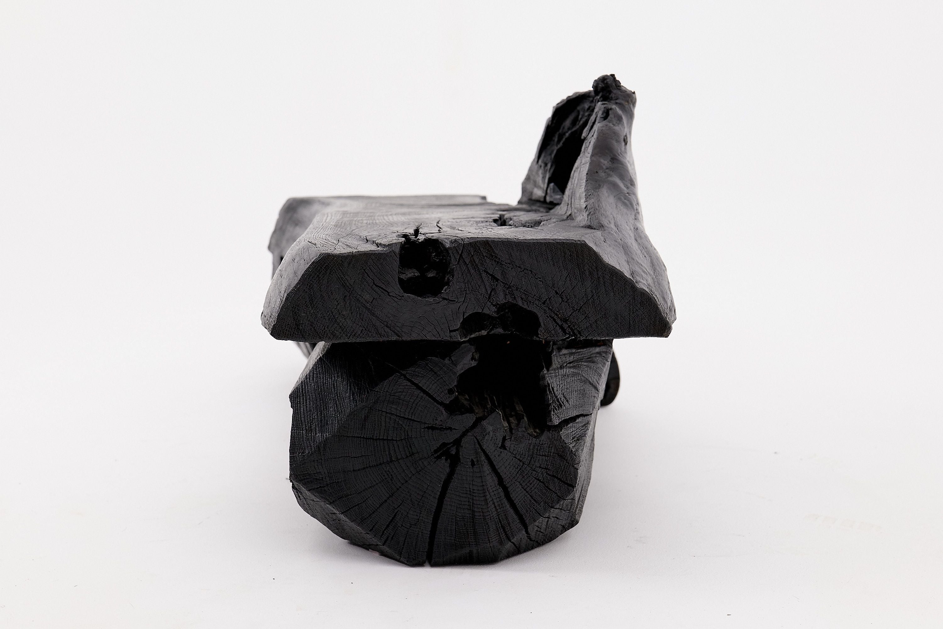 Charred Solid Wood Bench by Logniture